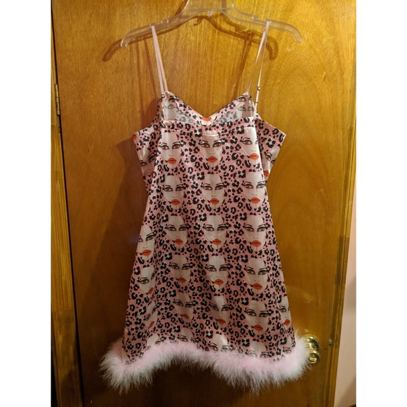 Patrick Church Rita Dress L New Pink Face Feather Indie Designer Rare Style - Picture 4 of 6
